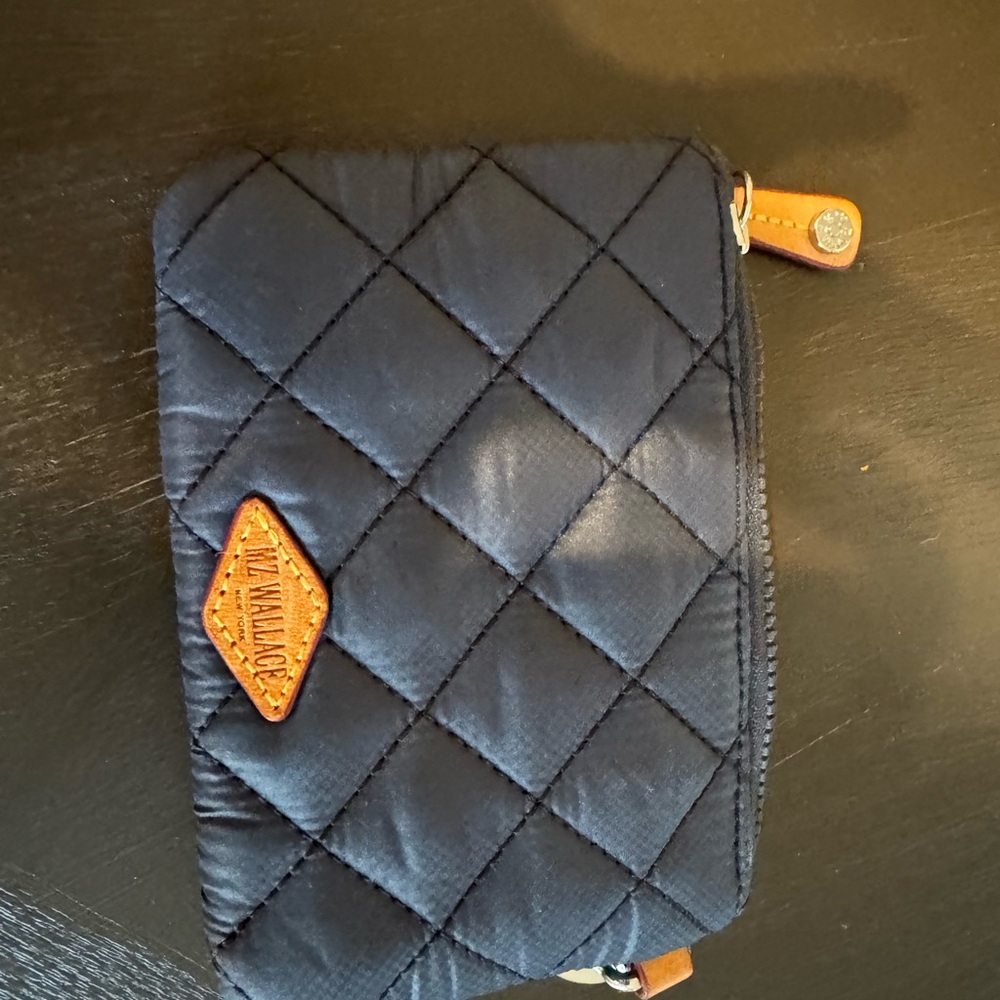 MZ Wallace Quilted Navy key ring Pouch